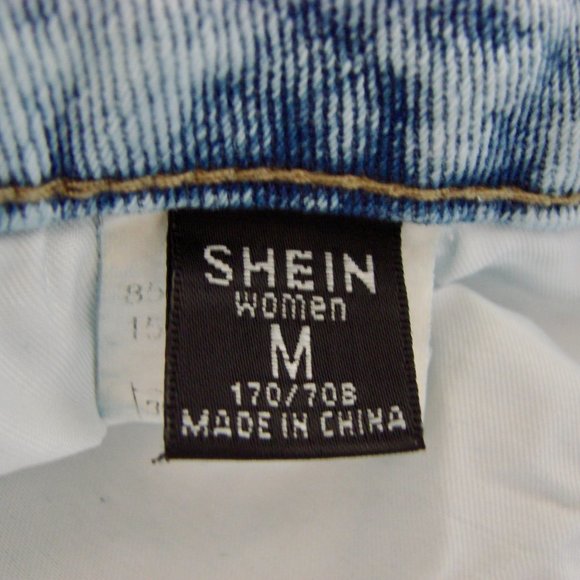 Acid Wash Light Wash Denim Jean Shorts Distressed High Waist Raw Frayed Medium - Picture 4 of 13